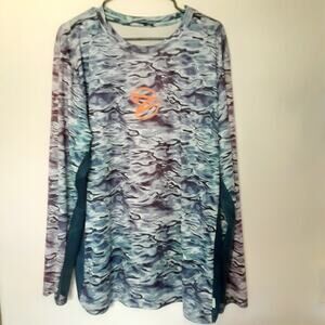 Gillz Fishing Shirt Mens 2XL XXL Blue Purple Graphic Performance Long Sleeve